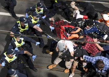 Police use pepper spray at protest in Australia