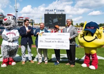 WooSox, Fallon Health cash in strikeouts for $50,000 to Worcester County Food Bank